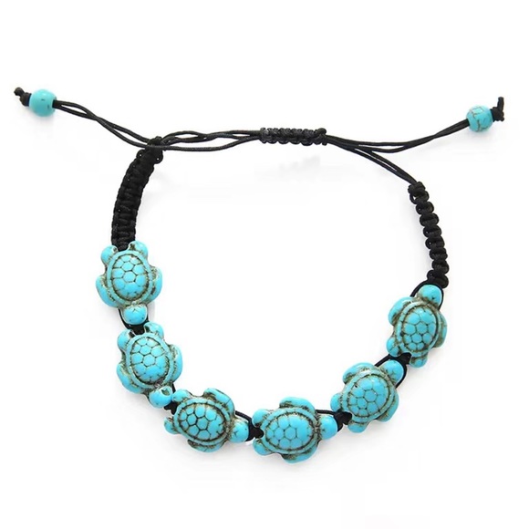 Faux Turquoise Beaded Adjustable Bracelet NWT OSFM - Picture 1 of 5